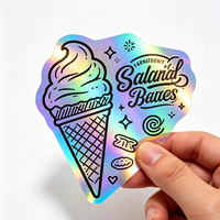 Autocollants en vinyle découpés sur mesure, résistants aux UV, durables, effet arc-en-ciel 3D, imperméables, impression de logo adhésive, holographiques, pour artisanat de bougies