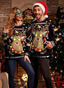 <span class=keywords><strong>T</strong></span>-shirts <span class=keywords><strong>de</strong></span> Noël moches pour hommes, drôles, graphiques 3D, manches longues, surdimensionnés, tissés, 100% polyester, écologiques, pulls - Product Image 5