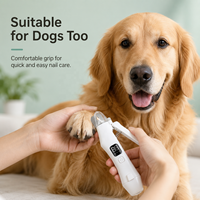 Coupe-ongles et ponceuse multifonction de luxe moderne pour chiens et chats, outil de toilettage et de soin des pattes avec lumière LED rechargeable en plastique