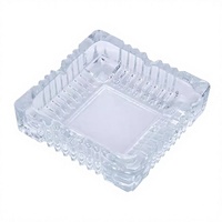 Cendrier en verre transparent, bord ondulé carré, grand modèle 15 cm, accessoire classique pour fumeurs, pour la maison, le bar, l'hôtel, le bureau
