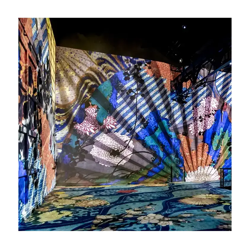 360 projeksiyon sürükleyici oda duvar interaktif artırılmış gerçeklik duvar/zemin projeksiyon oyunu çok oyunculu sanat müzesi