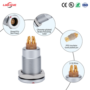Konektor Linkhive FGG Plug Multipole 2-32Pin Tahan Air Seri T Berlapis Emas Kuningan Sistem Dorong-Tarik Self-latching Kompatibel dengan Lemo - Product Image 4