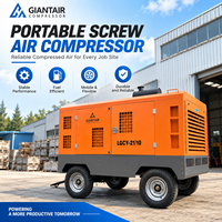 Compresseur d'air rotatif à vis industriel portable diesel GIANTAIR 7bar 8bar 12bar, entraîné par moteur, pour équipement de forage minier