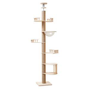Solid Wood <strong>Cat</strong> Tower with Sisal <strong>Posts</strong> <strong>Large</strong> Ceiling <strong>Cat</strong> Tree with Condo &amp; <strong>Scratching</strong> Areas - Product Image 5