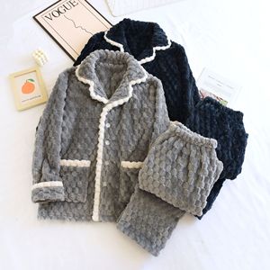 2025 lujo poliéster franela <span class=keywords><strong>polar</strong></span> dormir conjunto manga larga invierno hombres <span class=keywords><strong>pijama</strong></span> conjunto pijamas ropa de dormir suave - Product Image 1