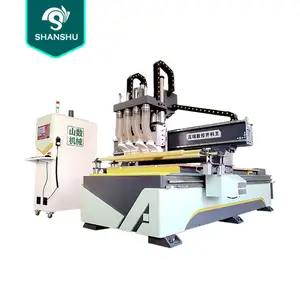 CNC multiheads wood routing 1325 woodworking machinery MDF plywood cutting engraving 3d cnc router