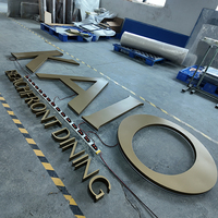 Lettres murales en métal 3D rétroéclairées en or avec logo d'entreprise personnalisé, enseigne lumineuse LED intérieure/extérieure, panneau publicitaire LED