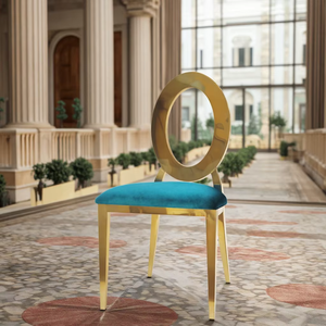 Moderno velluto <span class=keywords><strong>blu</strong></span> <span class=keywords><strong>tessuto</strong></span> oro metallo <span class=keywords><strong>sedia</strong></span> da pranzo per alberghi e matrimoni - Product Image 6