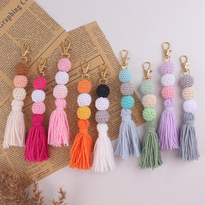 Llavero Colgante de Cuentas Coloridas de 17 cm, Hecho a Mano, con Borla Larga de Peluche, para Bolsos, Llaves y Accesorios de Joyería, Venta al Por Mayor - Product Image 1