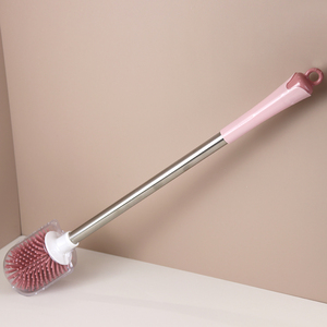 Brosse de toilette en silicone écologique avec manche en acier pour le nettoyage ménager, articles à moins d'un dollar - Product Image 4