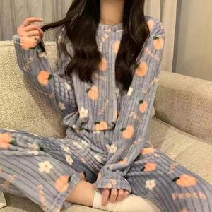 Pijamas de Forro Polar Coral para <span class=keywords><strong>Invierno</strong></span>, Suaves para la Piel, para Mujer, Nuevas, Holgadas, de Manga Larga, con Dibujos Animados, Casuales, de <span class=keywords><strong>Hello</strong></span> <span class=keywords><strong>Kitty</strong></span> - Product Image 4