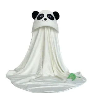 panda toalla bebé Suppliers-Toalla de baño de bambú con cremallera para recién nacido, bolsa empaquetada, súper transpirable, con diseño de bambú, panda, 500GSM, gran oferta