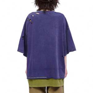 Camiseta desgastada de peso pesado de gran tamaño personalizada para mujer, camisetas de verano holgadas informales con hombros caídos ecológicas Unisex - Product Image 4