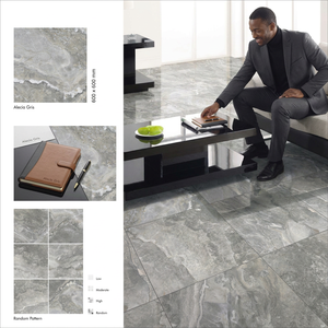 Vistaar Light Blue Bone Design 600x600mm Polished GVT Porcelain <b>Tiles</b> For Elegant Interior Flooring - Product Image 3