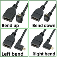 Kabel Adaptor HDTV Micro Sudut 90 Derajat 4K Gold Plated, Male ke HDTV Female, 15cm, Kabel Micro HD Male ke HD Female