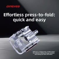 Pédale de vélo pliable Gineyea K505F Windrunner 2DU en alliage d'aluminium structurel pour finition anodisée argent brillant