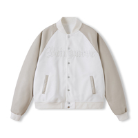 Blouson bombardier d'hiver en laine épaissie avec broderie en cuir PU patchwork de style américain High Street Plus Size Men's Jackets