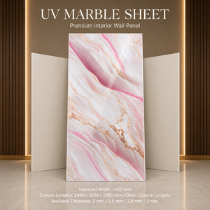 Pannello Decorativo in PVC MORLENX Rosa Bianco Oro Rosa Onice UV Effetto Marmo Lucido per Decorazioni d'Interni di Lusso - Product Image 1