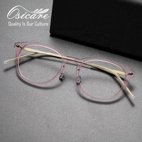 Gafas de Diseño para Mujer Osicare, Montura de Nailon Rosa Pálido, Forma Redondeada, Patillas Doradas, Venta al por Mayor, Marca Privada