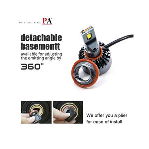 Hyuga ไฟตัดหมอก LED 9006 9005ไฟหน้าสีเหลืองอำพัน80W 9-36V 6000LM 3000K IP66กันน้ำมุมมองการมอง360 - Product Image 3