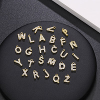 Hot Diy 26 Anglais Pendentif Plaqué Boucles D'oreilles Collier Accessoires Or Cadeau À La Mode Lettre Collier Zircon Cuivre Lettre Charme