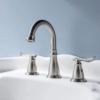 Robinet moderne double eau chaude/froide avec compteur, nickel brossé, montage sur comptoir, en acier inoxydable, avec cartouche céramique, entreaxe 8 pouces, 3 sorties