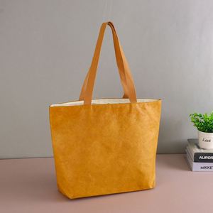 Sac fourre-tout en papier Tyvek Dupont noir imperméable et réutilisable avec impression de logo personnalisé et poignée en toile - Product Image 2
