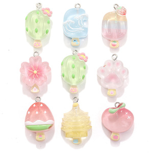 Pendentifs en résine pour artisanat, sucettes glacées, accessoires <span class=keywords><strong>DIY</strong></span> en résine, jouets alimentaires simulés, pendentifs collier <span class=keywords><strong>Cactus</strong></span> Fleur de pêcher - Product Image 1
