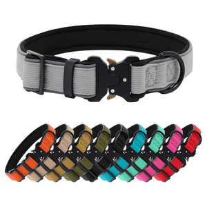 F14 Custom Heavy Duty <b>Dog</b> <b>Collar</b> Adjustable Nylon with Metal Buckle Handle Luxury Tactical Style Soft Durable for Big <b>Dogs</b> - Product Image 2