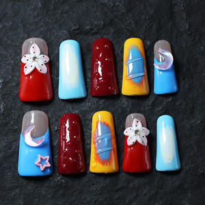 Wholesale high-end handmade acrylic nail art, duckbill-shaped full-coverage false nails, multiple colors,3D design, customizable - Product Image 3