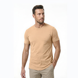 Usine OEM présente des t-shirts pour hommes de qualité supérieure, coupe classique, 100% coton, avec logo sur le devant, écologiques, manches courtes - Product Image 1