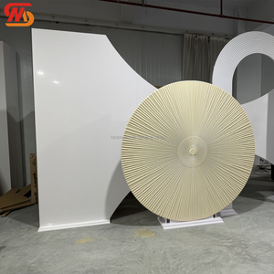 SMOOTH Customized New Design White Wedding Wall Gold Round Panel PVC Display <b>Backdrop</b> <b>Stand</b> Acrylic <b>Backdrop</b> Arch - Product Image 4