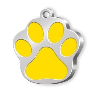Targhetta identificativa per animali domestici in metallo giallo con zampa grande per cani e gatti - Product Image 1