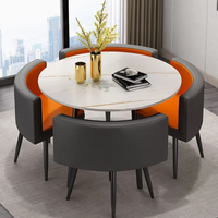 Ensemble table et chaises de salle à manger en marbre moderne pour réception, négociation, bureau de vente, table à manger 4 personnes, petite table de luxe légère