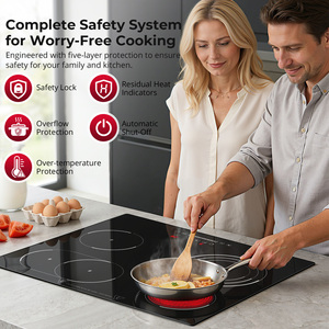 Table de cuisson <span class=keywords><strong>vitrocéramique</strong></span> <span class=keywords><strong>60</strong></span> <span class=keywords><strong>cm</strong></span>, 4 foyers avec zone ovale et zone tri-cercle, 6700 W, 9 niveaux de chaleur, commande tactile - Product Image 5