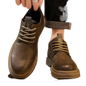 Bottes basses pour hommes, nouveau style 2024, pour chaussures décontractées, à lacets avant, semelle extérieure en caoutchouc, rehaussantes, style britannique - Product Image 5