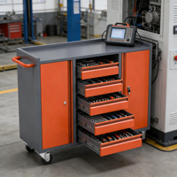 Armoire à outils métallique robuste et moderne à 5 tiroirs avec serrure à clé, chariot de rangement personnalisable OEM pour garage et atelier