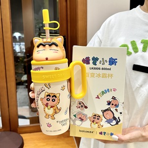Crayon Shin-chan dễ thương Lớn xử lý 800ml cốc nước 316 thép không gỉ chân không nhiệt rơm <span class=keywords><strong>Cup</strong></span> cho trẻ em phim hoạt hình mới - Product Image 3