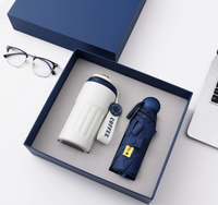 En stock, cadeaux d'affaires de luxe personnalisés, ensemble de carnet A5 avec stylo, tasse à café et parapluie, carnet en cuir PU, cadeaux d'entreprise