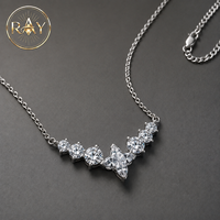 Collier en moissanite 2,8 carats, 7 pierres, diamant VVS1, argent sterling 925 plaqué or blanc, certifié GRA, collier pendentif pour femmes