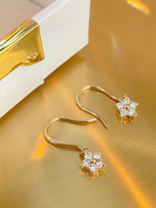 Pendientes de Diamantes Naturales de 0.26CT en Oro Real de 18K, Joyería Fina Au750 para Mujer, Gran Venta de Xinfly - Product Image 4