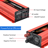 Convertisseur de puissance à onde sinusoïdale pure HOULI 2200W, 12V 24V 48V 60V DC vers AC 110V 220V pour camping-car, solaire, alimentation de secours domestique