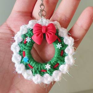 Modèle de marque SC 2025 # 272 Porte-clés en forme de cloche de Noël, mignons, faits à la main, écologiques, imprimés en relief, tissés, pendentif en peluche - Product Image 4