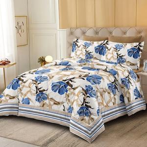 Оптовая продажа, 6 шт., тканые одеяла из микрофибры с цветочным принтом и полосками, двойной размер для взрослых, в сумке - Product Image 1