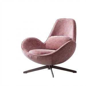 Fauteuil œuf moderne en velours 360 °   Fauteuil d'appoint pivotant en fer forgé pour salon, chambre et hôtel - Product Image 6