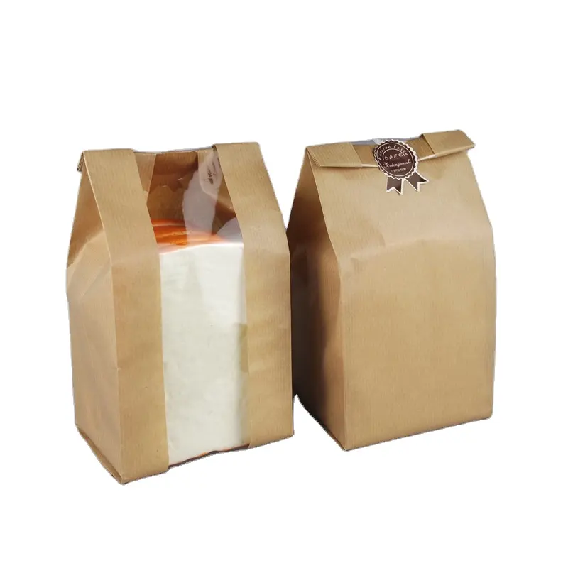 Saco de papel Kraft para lanches casuais, café, chá, biscoitos, ração para cães e gatos marrom