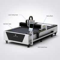 Machine de découpe laser à fibre CNC avec source laser Raycus MAX, moteur servo Delta, découpeuse industrielle de tôles métalliques de haute précision