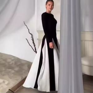 Nouvelle Collection : Robes Longues Élégantes pour Femme – Idéales pour Soirées, Cérémonies et Mariages – Robe Ajustée à Couleurs Contrastées et Détails Épissés - Product Image 1