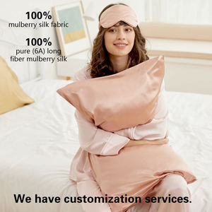 럭셔리 뽕나무 실크 베개 커버 수면 안대 발렌타인 데이 블라인드 세트 3종 실크 베갯잇 실크 스크런치 여성용 - Product Image 3