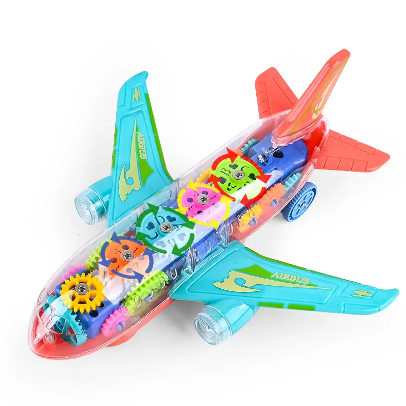Avião de brinquedo com engrenagem transparente, brinquedo com engrenagem para bebês, 2022